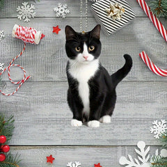 2D Acrylic Plush Black And White Kitty Cat Small Decoration Pendant, Perfect Car & Bag Accessories