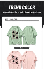 Cute Cartoon  ort Sve T-irt Women's Summer Casual Loose Fit plus Size American Sle Cotton Top Korean Version