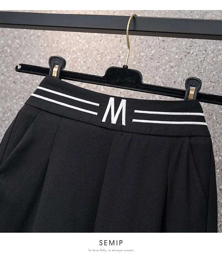 High Waist Straight Leg Elastic Women's Seven-Foot Pants Casual Outdoor Wear Summer Slimming Spor Wide Leg orts