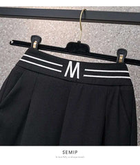 High Waist Straight Leg Elastic Women's Seven-Foot Pants Casual Outdoor Wear Summer Slimming Spor Wide Leg orts