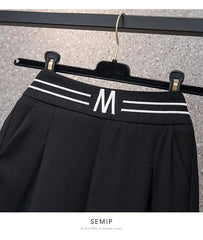 High Waist Straight Leg Elastic Women's Seven-Foot Pants Casual Outdoor Wear Summer Slimming Spor Wide Leg orts
