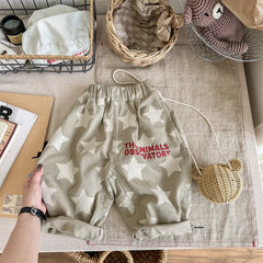 7030-1 Children Pants autumn boys and girls loose leg pants children harem cotton printed pants girl's pants