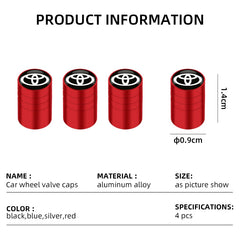 4Pcs/set Alloy Car Tire Valve Stem Air Caps Anti-theft Airtight Cover For Toyota Camry Yaris Hilux Prius Avensis Auris Corolla