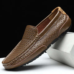 Summer Luxury Brand Men Casual Shoes Soft Genuine Leather Mens Loafers Moccasins Italian Designer Breathable Slip on Boat Shoes