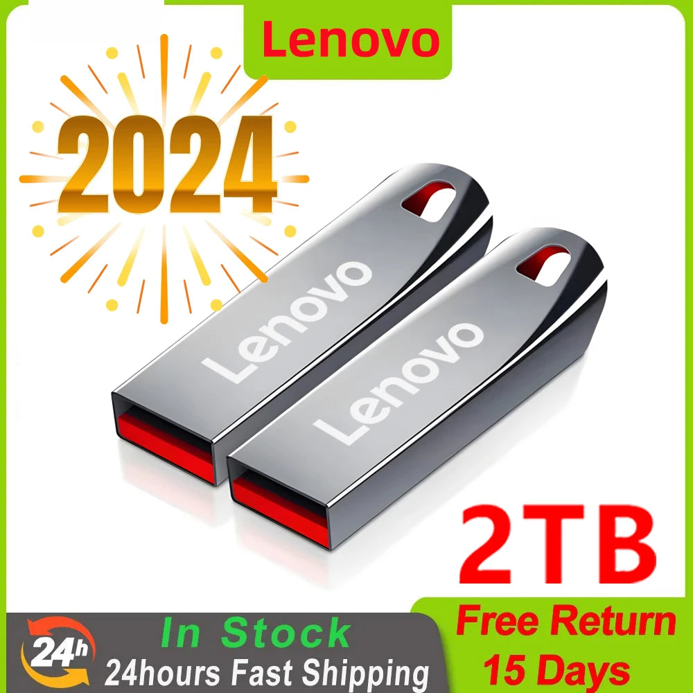 محرك أقراص فلاش USB 3.0 عالي السرعة من لينوفو بسعة 2 تيرابايت، محرك أقراص محمول معدني بسعة 1 تيرابايت و512 جيجابايت و256 جيجابايت للتلفزيون والسيارة والهاتف والحاسوب PS5