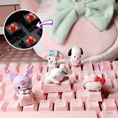 Single Keycap for Cross Axis Mechanical Keyboard Special Keycap Cute KT Kuromi Melody Pink Additional Keycap