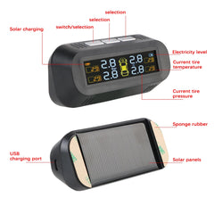 Tire Pressure Monitoring System Temperature Warning New C External Battery Version Sensors Solar TPMS Car Tyre Pressure Monitor