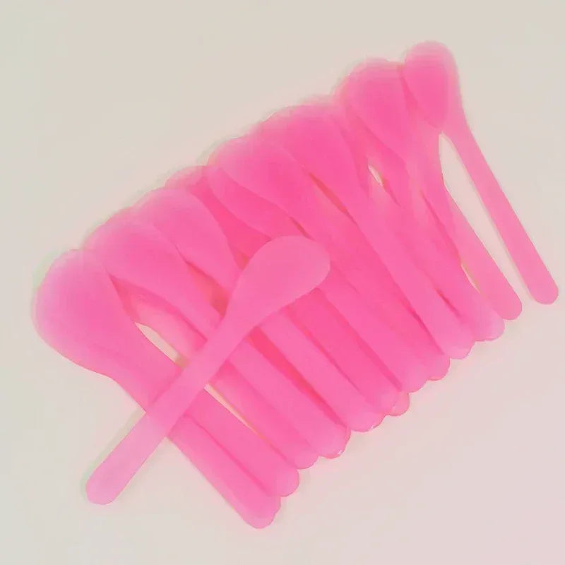 Pink facial mask mixing spatula sticks, scoops with slender handles