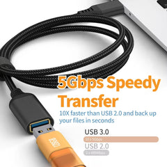 كابل نقل بيانات USB 3.0 ذكر إلى أنثى عالي السرعة من LAIHONEN مضفر من النايلون، مناسب لأجهزة الكمبيوتر والكاميرا والطابعات وكابل تمديد لأجهزة إكس بوكس