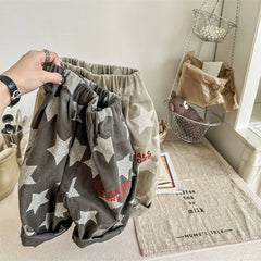 7030-1 Children Pants autumn boys and girls loose leg pants children harem cotton printed pants girl's pants