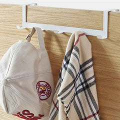 No Punching 5 Hooks Door Rear Hook Wrought Iron Clothes Bag Hanger Hat Sundries Storage Rack Hanger Home Bathroom Organizer