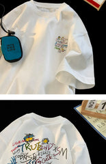 ex Pure Cotton ort Sve T-irt fiti Letter Print Casual Faionable UV Protection Coating Tag Removed Clothing