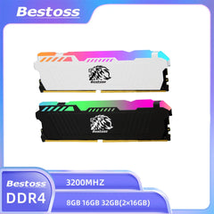 مجموعة ذاكرة الوصول العشوائي Bestoss Memoria RAM RGB DDR4 8GB 16GB 32GB (2x16GB) 3200 3600MHz 288pin 1.2V DIMM RAM لأجهزة الكمبيوتر المكتبية