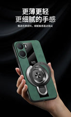 Case for Xiaomi Poco X7 pro magnetic ring holder luxury silicone sheepskin leather plexiglass Pu premium shockproof back cover
