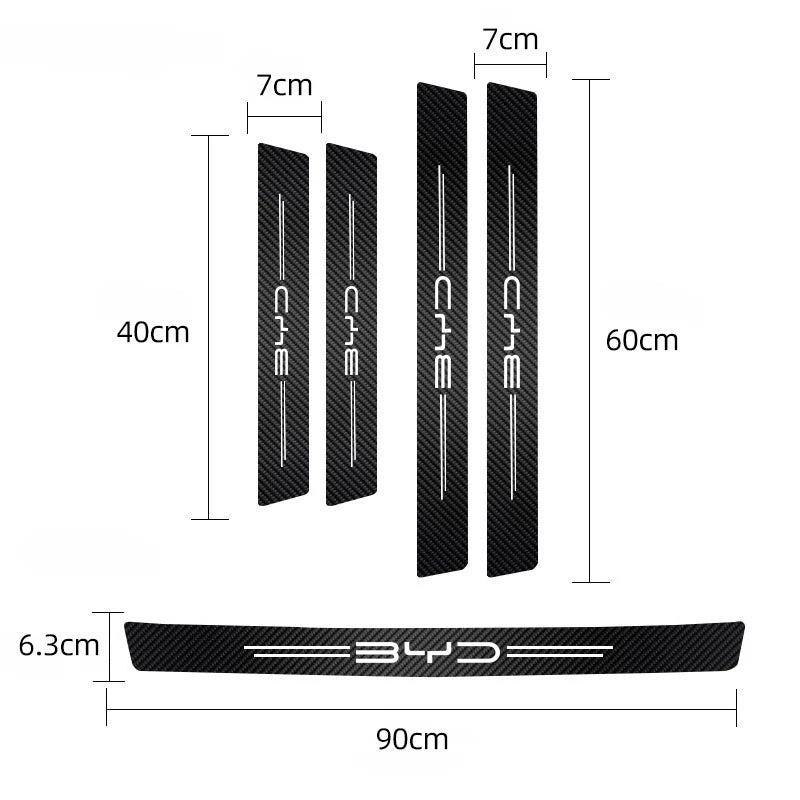 5Pcs Car Carbon Fiber Stickers Door Sill Anti Scratch Decals For BYD Atto 3 Yuan Plus Han Tang EV F3 E6 Dmi Song F0 Qin Pro G3 I