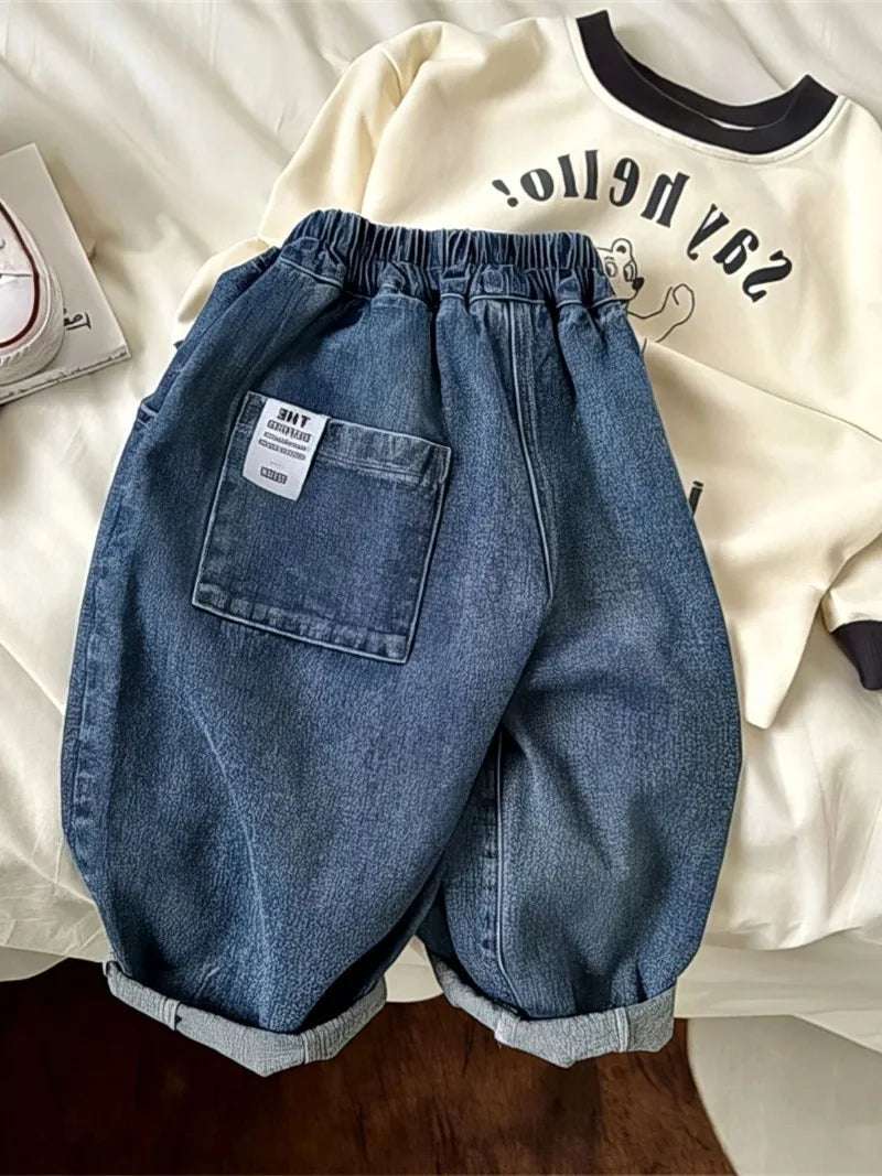 Boys Girls Toddlers Loose Pants Fashion Summer Baby Boys and Girls Baby Foreign Denim Pants New Arrival 2025