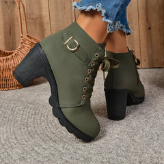 2024Women High Heel Ankle Boots Autumn Winter Booties Woman Fashion New Lady Shoes Brown Black Short Boot Female Botas De Mujer