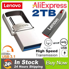محرك أقراص فلاش USB 3.1 أصلي من لينوفو بسعة 2 تيرابايت معدني U Disk 2 في 1 OTG 1024 جيجابايت 128 جيجابايت 512 جيجابايت 1 تيرابايت للهواتف والحاسوب