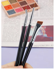 3pcs Eye Makeup Brush Ultra Fine Eyeliner Brush Set, Including Straight, Angled, Bent Tip, Suitable For Makeup