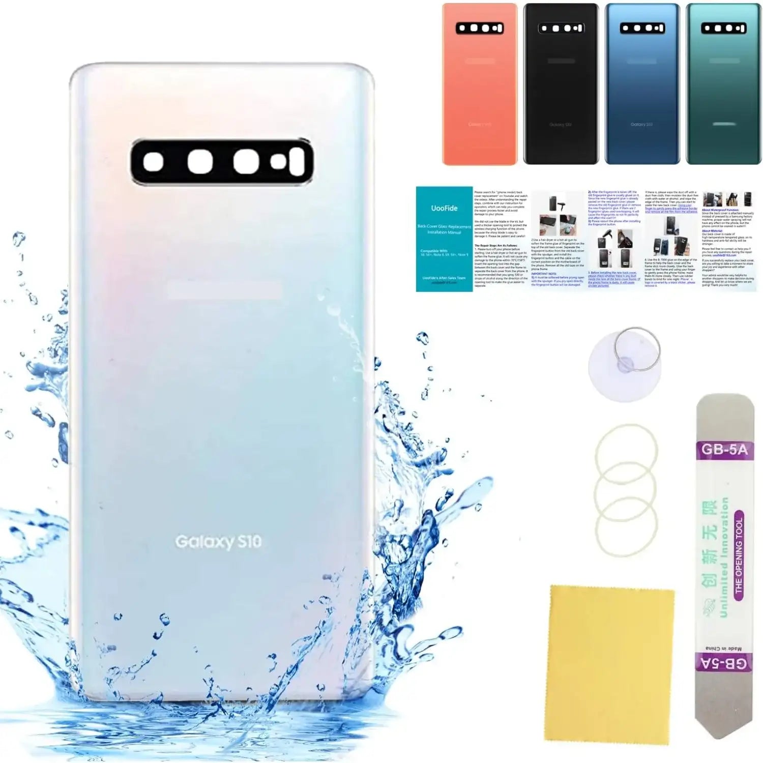 Compatible for Samsung Galaxy S10 Back Glass Cover Replacement 6.1-Inches SM-G973 All Carriers with Installation Manual + Repair
