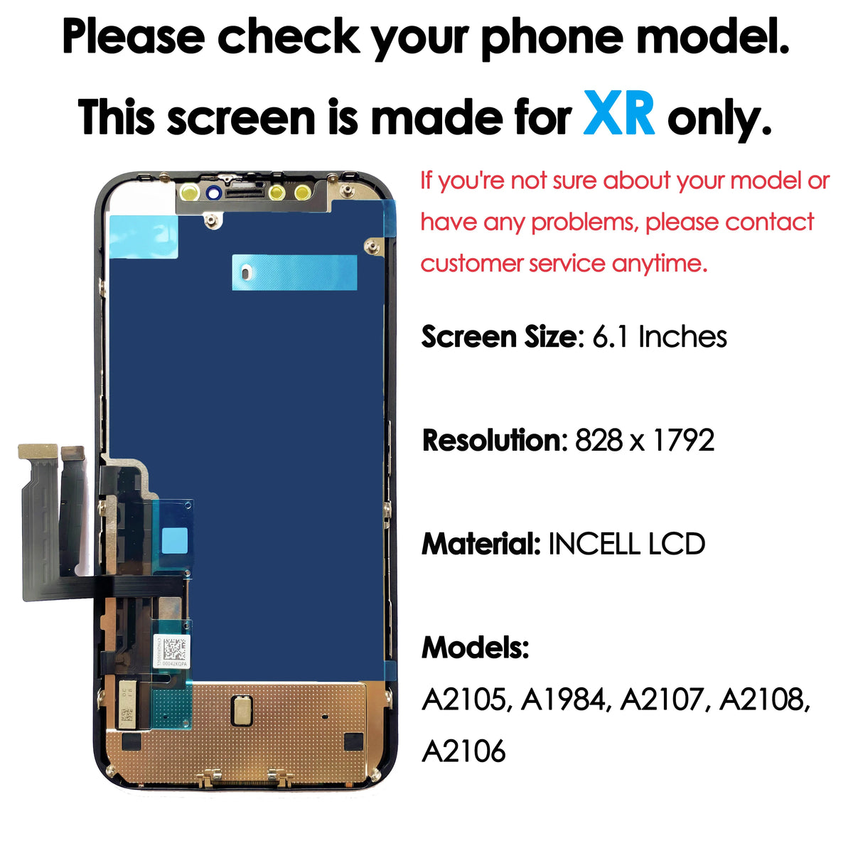 High quality AAA incell LCD For iPhone XR Display Touch Screen Replacement Digitizer Assembly Repair Parts Wholesale Kit A2105