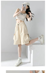 Sweet Cool Sle Women's Workwear orts Summer Thin American Qui Dry Casual Wide Leg Five-Quarter Loose Straight Cut Pants
