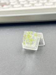 1Pcs High Quality Epoxy DIY Translucent Leaves Dry Flowers Paper Cross Axis Mechanical Keyboard Keycap Universal Accessories