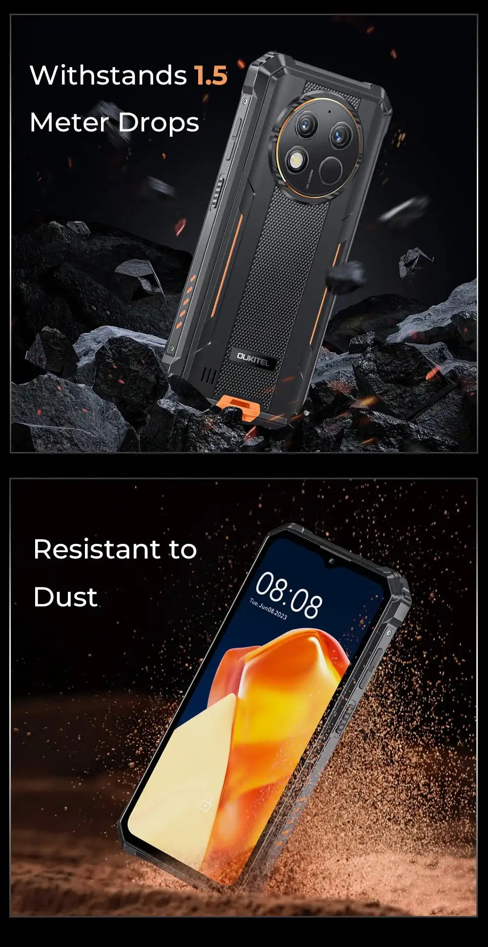 Oukitel G1 Rugged Smartphone Android 24GB (6+18)+256GB 10600mAh 6.52' HD Display NFC Rugged Phone