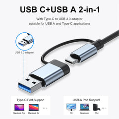 موزع USB C موزع USB 3.0، موسع USB 7 في 1 من الألومنيوم، موزع USB مع USB 3.0، 4 منافذ USB 2.0 و2 منفذ USB C موزع USB