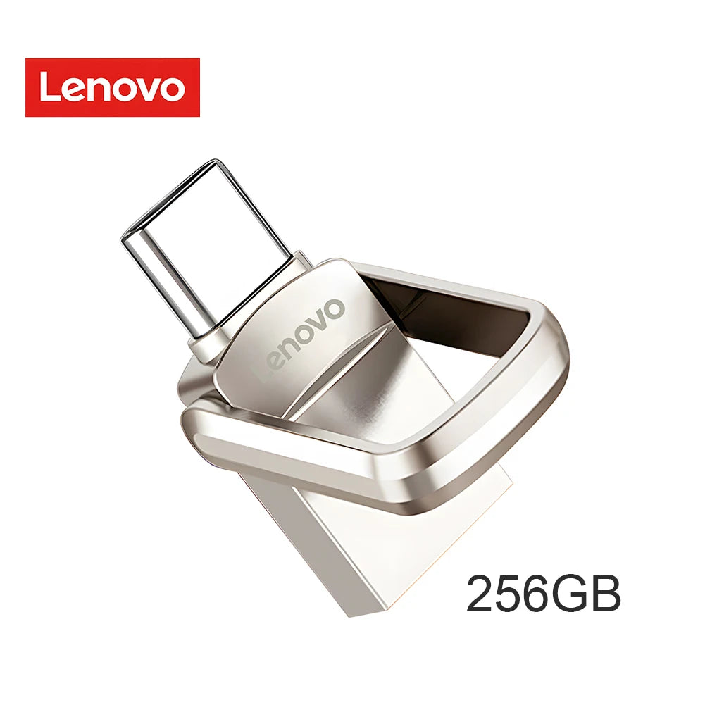 محرك أقراص فلاش USB 3.1 أصلي من لينوفو بسعة 2 تيرابايت معدني U Disk 2 في 1 OTG 1024 جيجابايت 128 جيجابايت 512 جيجابايت 1 تيرابايت للهواتف والحاسوب