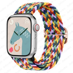 Braided Loop Strap For Apple watch Ultra Band 49mm 44mm 40mm 45mm 41mm 42mm 38mm Elastic Solo bracelet iWatch series9 8 7 6 se 3