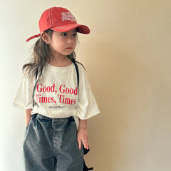2024 Summer Fashion Loose Girl Children Letter Print T-shirt Boy Baby Cotton Short Sleeve Tees Kid Casual Tops Toddler Clothes