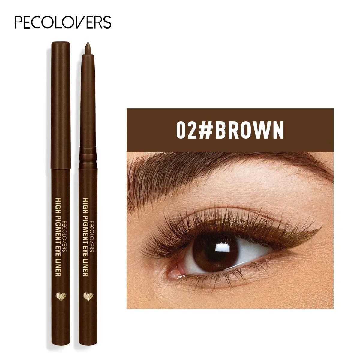 PECOLOVERS high pigment matte eyeliner gel pencils, brown and white tips