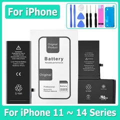 Mumzar iPhone 11 to 14 replacement battery kit with Li ion batteries and screwdriver prying tools for iPhone repairs