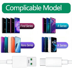 كابل OPPO الأصلي USB Type C Super Vooc سلك شحن سريع OPPO Find X5 X6 X3 Pro N2 Flip Reno10 8 7 6 Pro A77 A78 A98