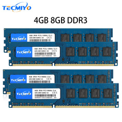 ذاكرة الوصول العشوائي TECMIYO 4 جيجابايت 8 جيجابايت DDR3 DDR3L 1600 ميجا هرتز 1333 ميجا هرتز PC3-12800U PC3-10600 DIMM 1.5 فولت 1.35 فولت 2RX8 ذاكرة غير ECC - أزرق