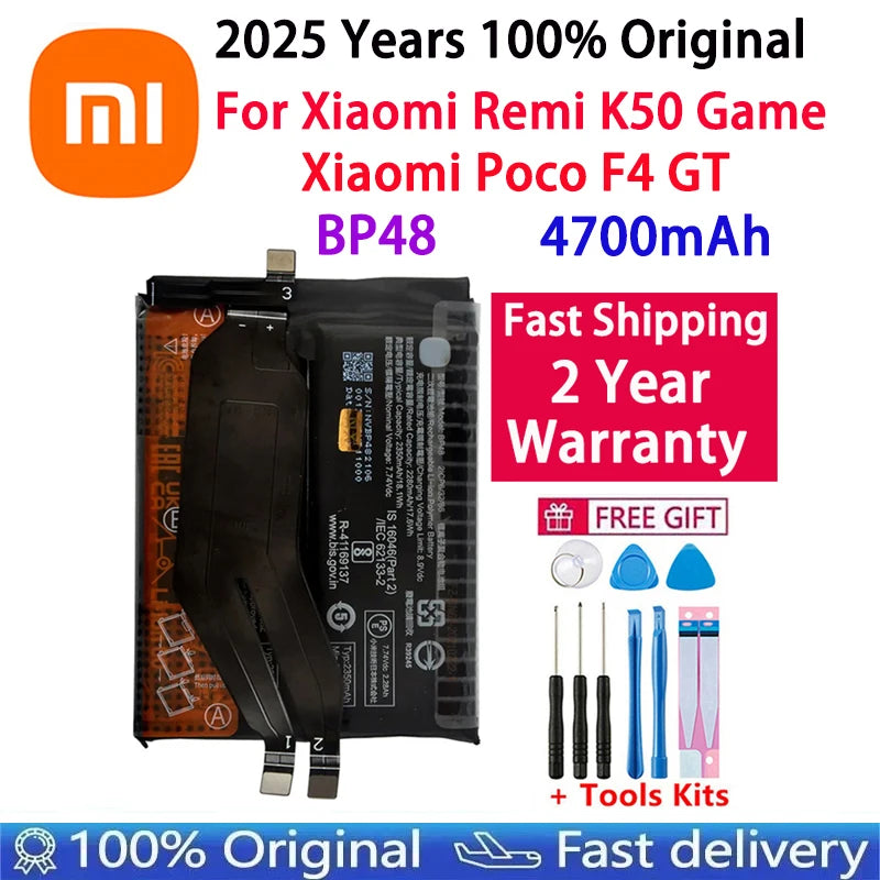 2025 Years 100% Original BP48 4700mAh Battery For Xiaomi Remi K50 Game / Poco F4 GT Phone Replacement Batteries Fast Shipping