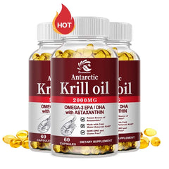 2000Mg Antarctic Krill Oil Omega-3 EPA & DHA Phospholipids and Astaxanthin for Joint, Brain, Immune and Cardiac Support Diet