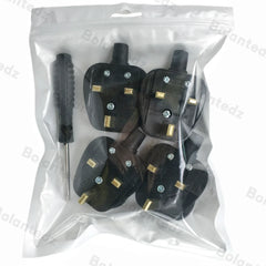 4Pcs UK 3 Pins AC Electrical Power Rewireable Plug Male Wire Fused Socket Adaptor Extension Cord Cable Connector + Screw Driver