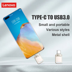 محرك أقراص فلاش USB 3.1 أصلي من لينوفو بسعة 2 تيرابايت معدني U Disk 2 في 1 OTG 1024 جيجابايت 128 جيجابايت 512 جيجابايت 1 تيرابايت للهواتف والحاسوب