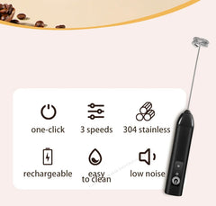 MINI Coffee Frother USB Rechargeable 3 Speeds Foam Maker Coffee Milk Mixer Electric Handle Blender Egg Beater Hot Cooking Tools