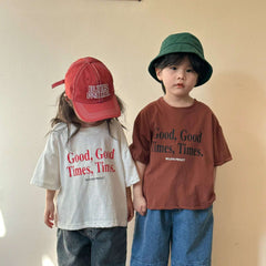 2024 Summer Fashion Loose Girl Children Letter Print T-shirt Boy Baby Cotton Short Sleeve Tees Kid Casual Tops Toddler Clothes