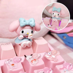 Single Keycap for Cross Axis Mechanical Keyboard Special Keycap Cute KT Kuromi Melody Pink Additional Keycap