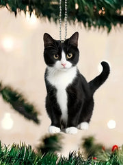 2D Acrylic Plush Black And White Kitty Cat Small Decoration Pendant, Perfect Car & Bag Accessories