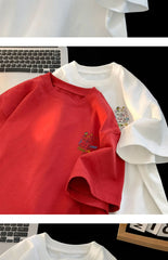 ex Pure Cotton ort Sve T-irt fiti Letter Print Casual Faionable UV Protection Coating Tag Removed Clothing