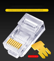 100 قطعة/الوحدة RJ45 CAT6 CAT5e موصلات مرورية ذات نهاية كريستالية مطلية بالذهب 8P8C مجعد UTP معياري لشبكة إيثرنت قابس معياري
