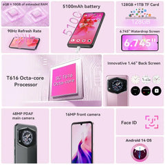 Cubot A30 4G Smartphone Android 14 16GB (6GB+10GB Extend) RAM+128GB ROM 90Hz 6.745-inch Display 5100mAh 48MP Rear Camera Face ID