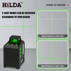 HILDA Laser Level 2 lines/5 Lines 360 Automatic Leveling Level Construction Tool Equipment Green Light Cross Laser Good Gift
