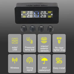 Tire Pressure Monitoring System Temperature Warning New C External Battery Version Sensors Solar TPMS Car Tyre Pressure Monitor
