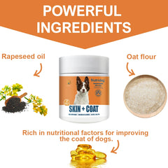 30 Soft Chews Skin & Coat Supplement for Dogs with Omega 3, 9 & Vitamin E For Fur  Health Support（Beef flavor）